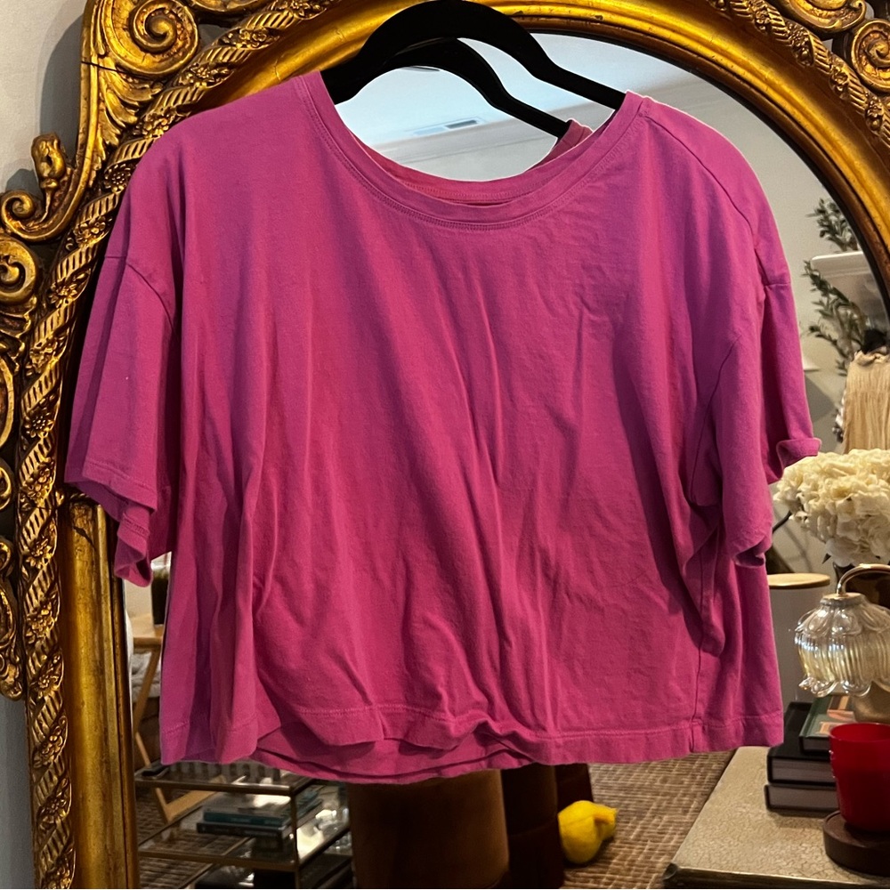 Pink Boxy Crop Tee